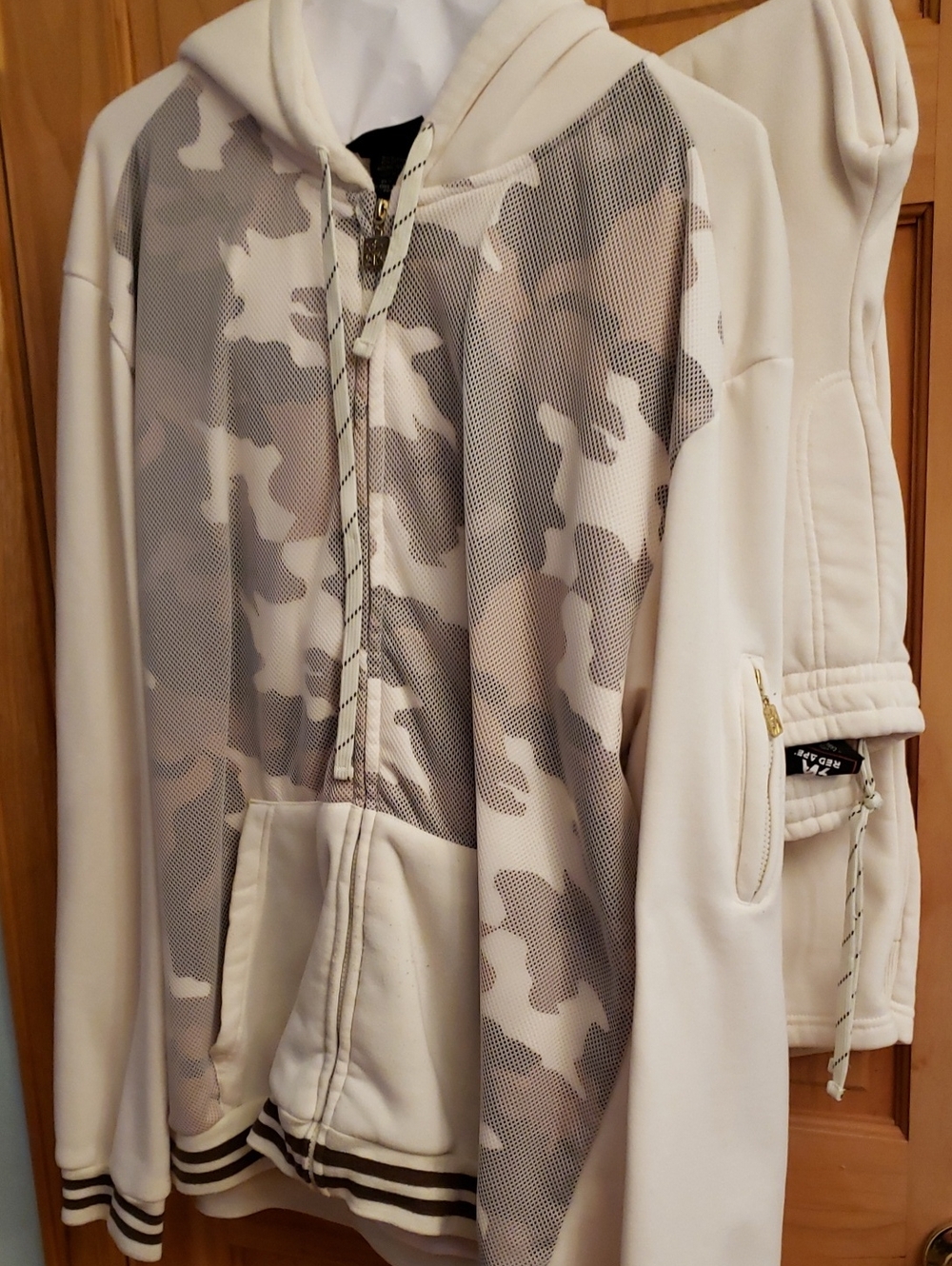 Neutral Cream Camo Mesh Bomber Hoodie Jacket